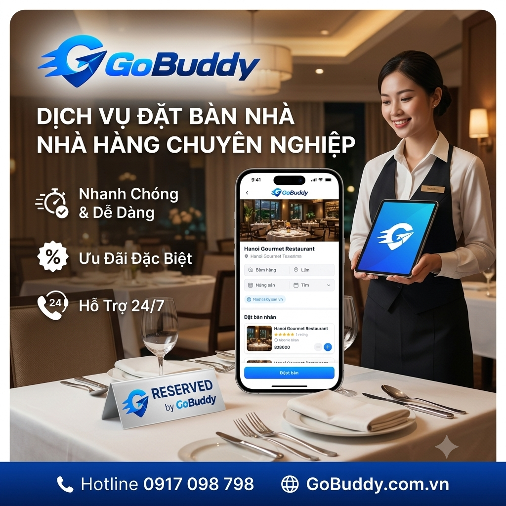 Dịch vụ đặt bàn nhà hàng GoBuddy Việt Nam – Đặt bàn nhanh, tiện lợi, uy tín