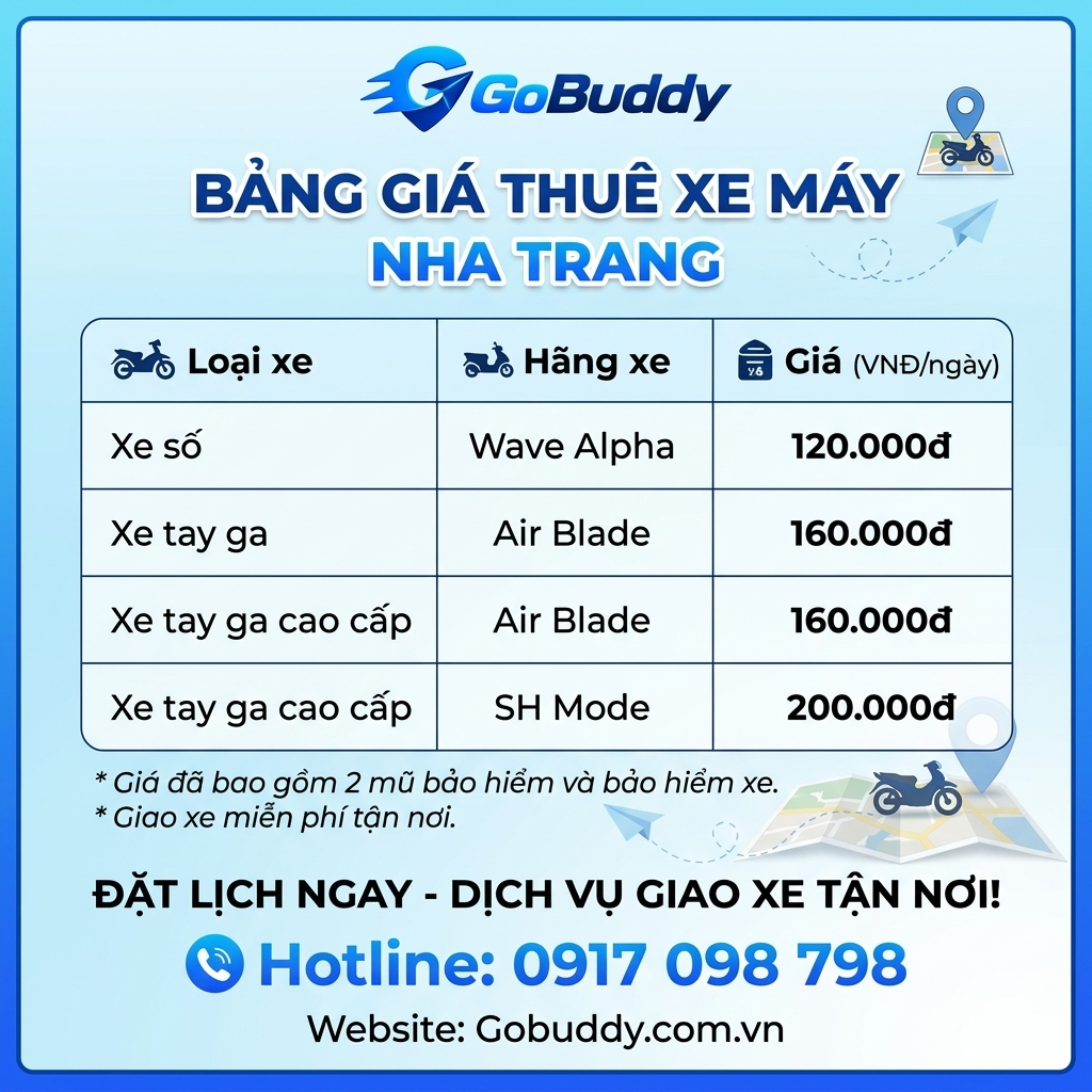 Giá Thuê Xe Máy Nha Trang 2026 – Bảng Giá Mới Nhất, Thuê Xe Giao Tận Nơi